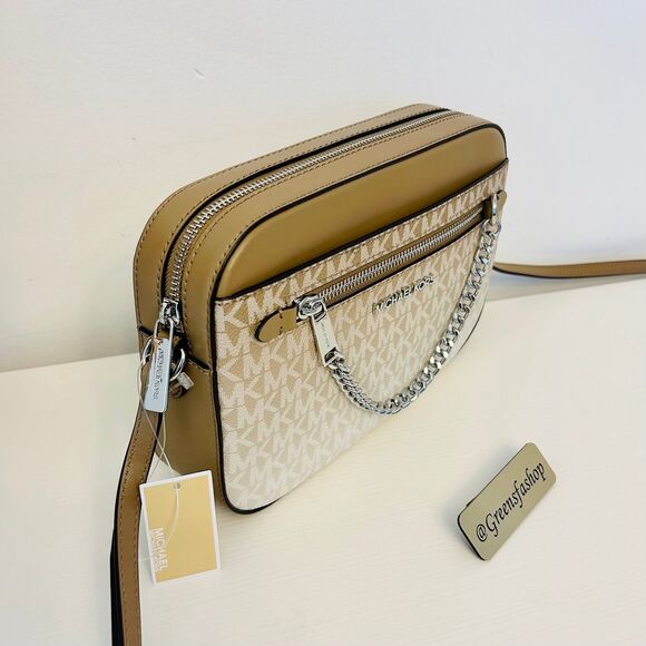 Michael Kors Purse Jet Set Ombré Signature Logo Crossbody Body Bag Husk - Picture 3 of 8